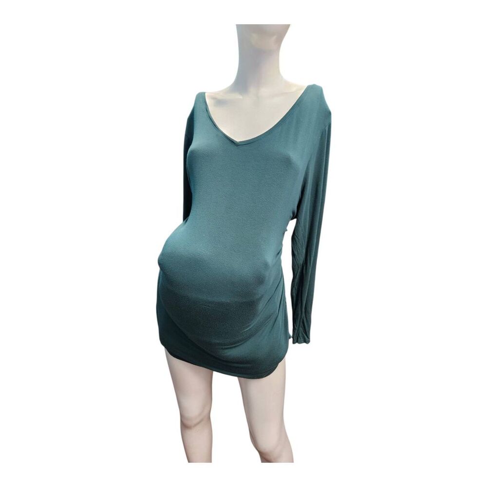 Motherhood Maternity Green V Neck Long Sleeve Sweater Size